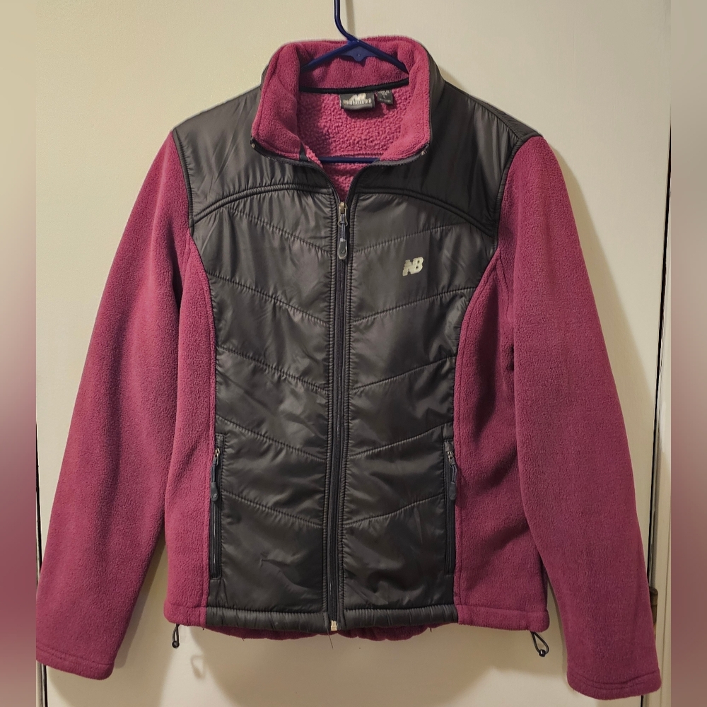 New Balance Full Zip Fleece Jacket Purple & Black Women's Size L